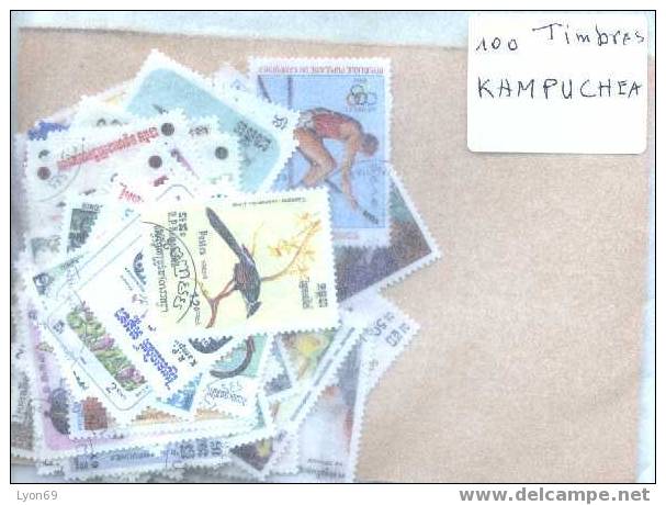 LOT DE 100 TIMBRES DIFFERENTS KAMPUCHEA - Kampuchea