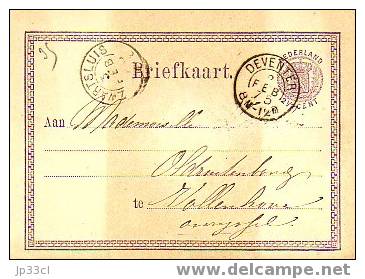 Entier Postal Stationery 2,5 Cent Du 2/2/1875 (De Deventer à Zwartsluis) - Postwaardestukken