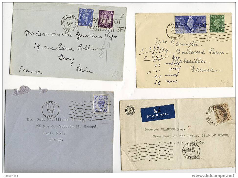 GREAT BRITAIN  MARCOPHILIE  4 LETTRES DU ROYAUME UNI  VOIR SCANN  1945/46/52/54 - Brieven En Documenten