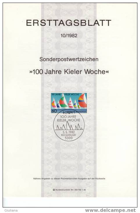 Germania - ETB 10/1982 Cenetnario Della Settimana Velica Di Kiel - Voile