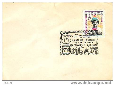 Cachet Spécial "Ruchu Filatelistycznego W Polsce Wystawa Lokalna" (Expo Philatélique Katowice 8/12/1968) - Lettres & Documents