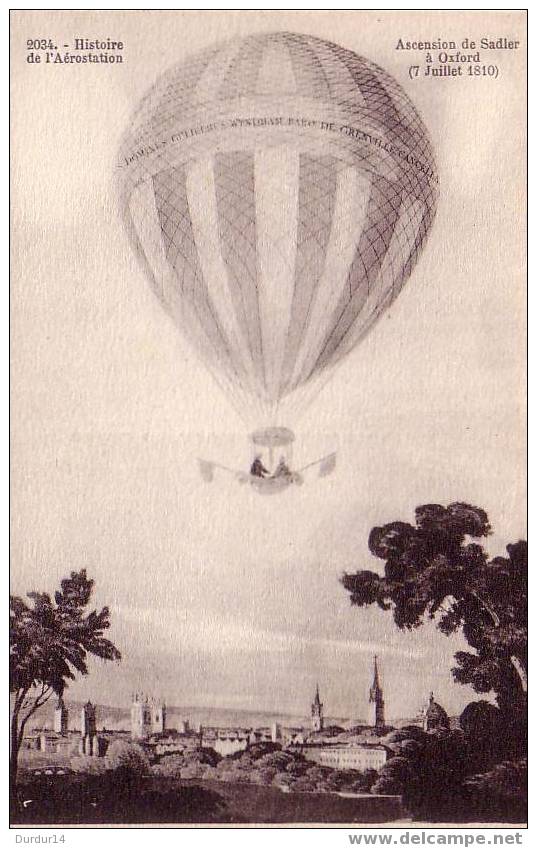 Ballon / Montgolfière / Histoire De L´Aérostation.  Ascension De Sadler à Oxford (Juillet 1810) - Luchtballon
