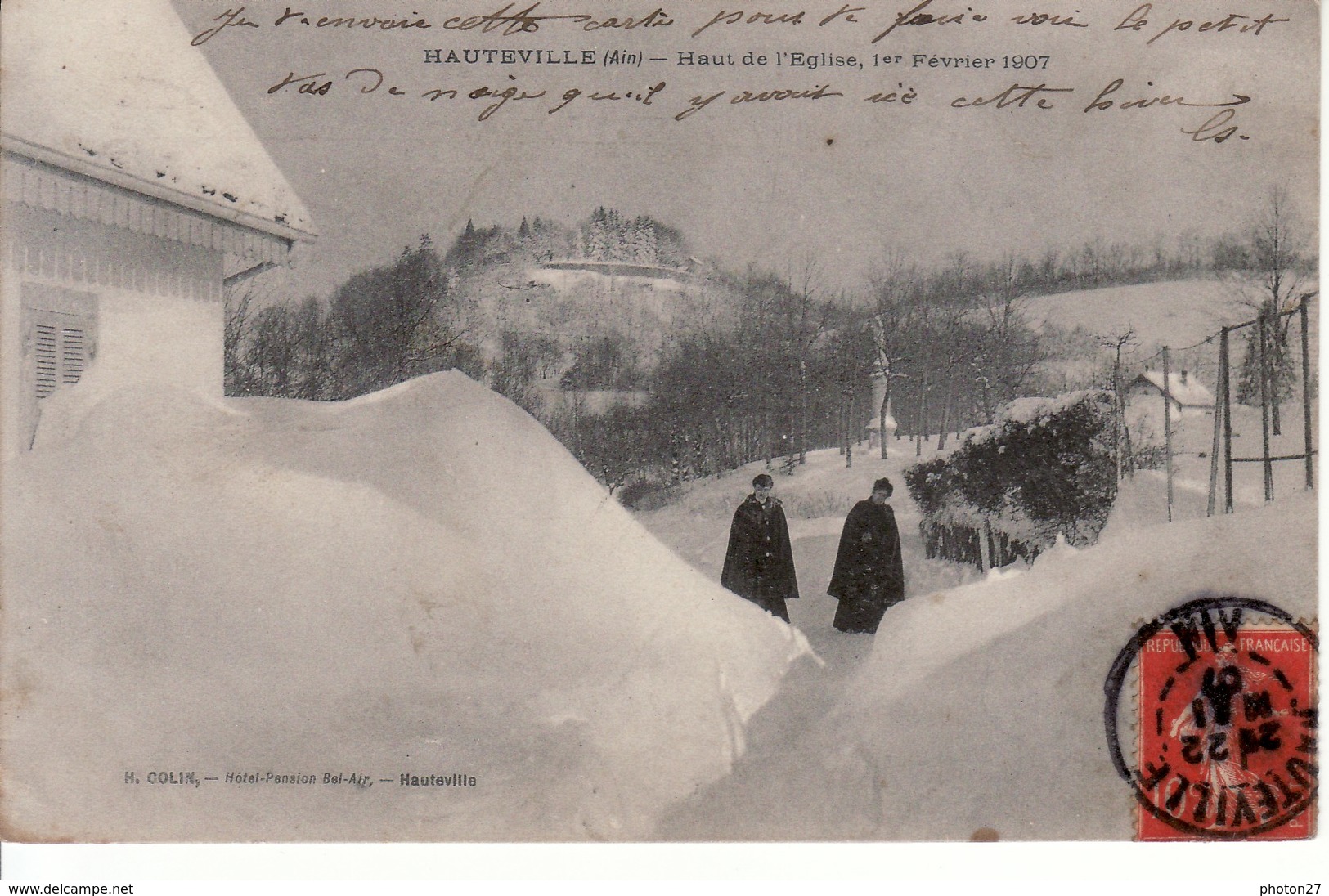HAUTEVILLE, Haut De L'église Sous La Neige, Le 1er Février 1907 - Hauteville-Lompnes