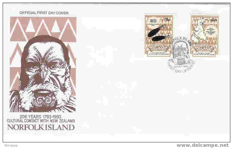 Norfolk-1993 Cultural Contact With New Zealand FDC - Norfolk Island