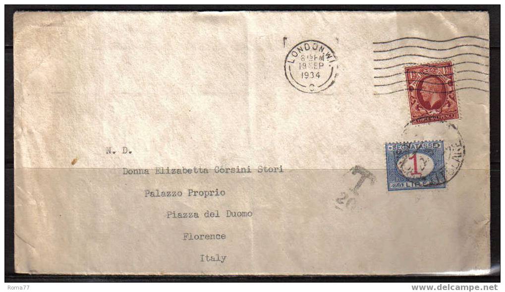 BOL943 - GRAN BRETAGNA , DA LONDRA 19/9/1934 - Storia Postale