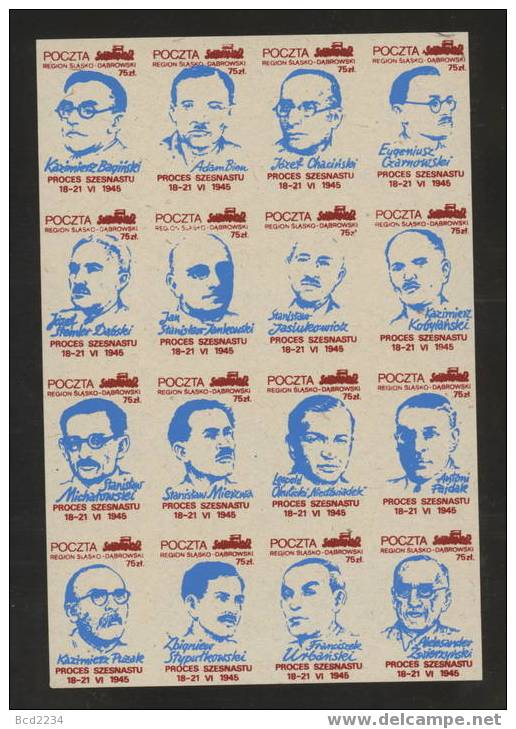 POLAND SOLIDARNOSC SOLIDARITY THE TRIAL OF THE 16 SHEET PROOF BLUE ON CREAM PAPER (SOLID0374K) POLOGNE POLEN - Viñetas Solidarnosc