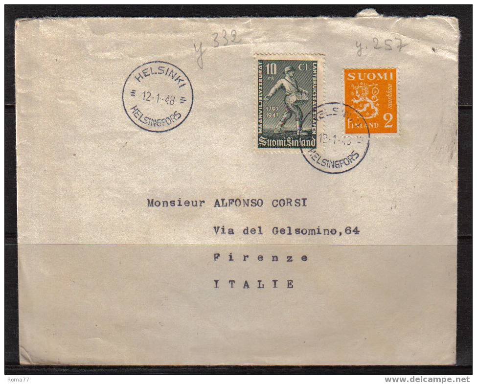 BOL967 - FINLANDIA , DA HELSINKI  12/1/1948  PER FIRENZE - Lettres & Documents