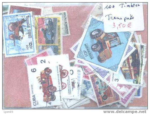 LOT DE100 TIMBRES DIFFERENTS TRANSPORTS - Other (Earth)