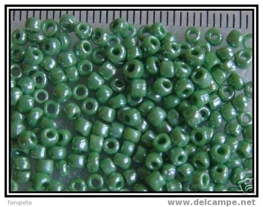 10 G De Perles De Rocailles Indiennes Vert Irisé - Parels