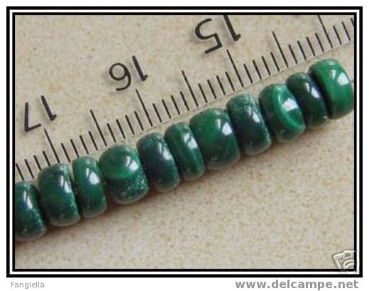 Lot De 10 Perles Rondelles En Véritable Malachite Environ 3x7mm - Pearls