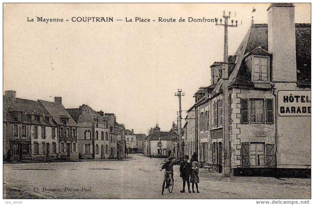 53 COUPTRAIN Place, Route De Domfront, Animée, Hotel Garage, Ed Brossier, 192? - Couptrain