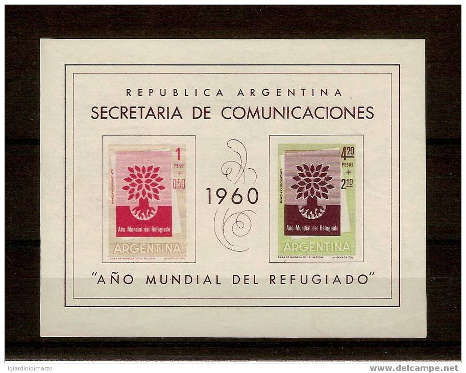 ARGENTINA - 1960  BF DEDICATO ALL´ANNO MONDIALE DEL RIFUGIATO - NUOVO CON T.L. - IN BUONE CONDIZIONI - DC0121. - Refugees