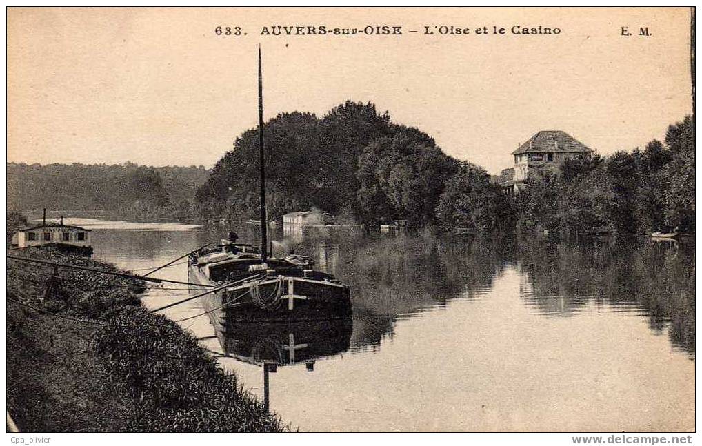 95 AUVERS SUR OISE Bords, D'Oise, Casino, Péniche, Ed EM 633, 191? - Auvers Sur Oise