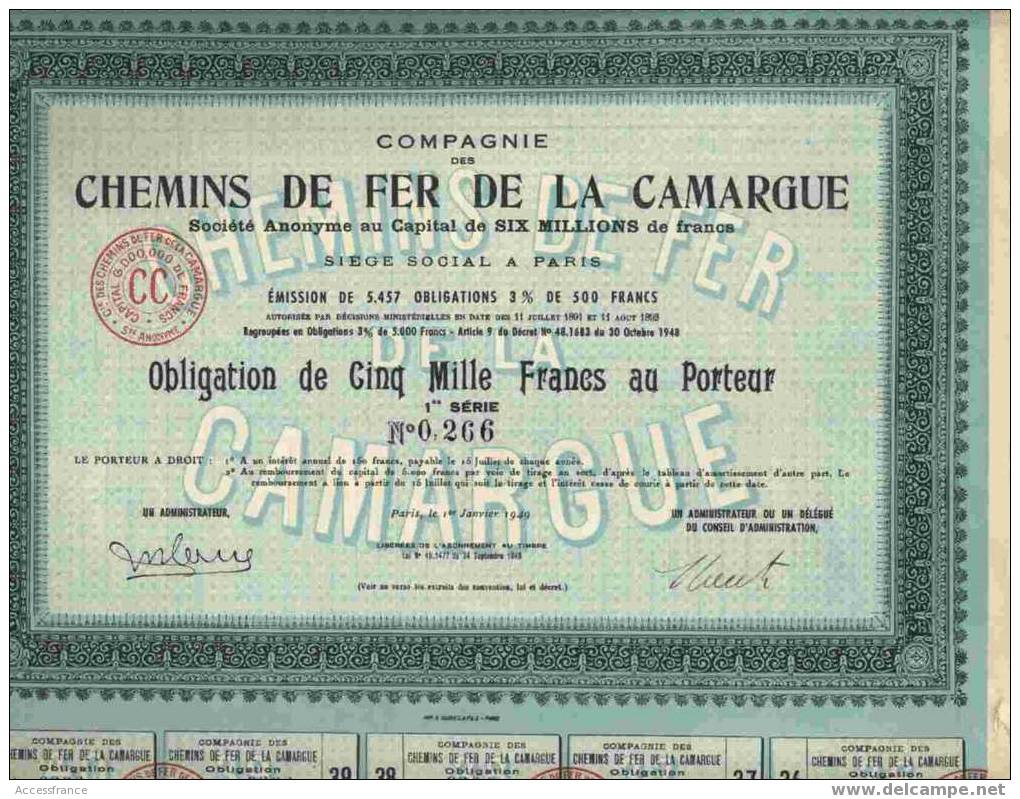 LOT DE 3 DIFFERENTES :   CIE DES  CHEMINS DE FER DE LA CAMARGUE - Railway & Tramway