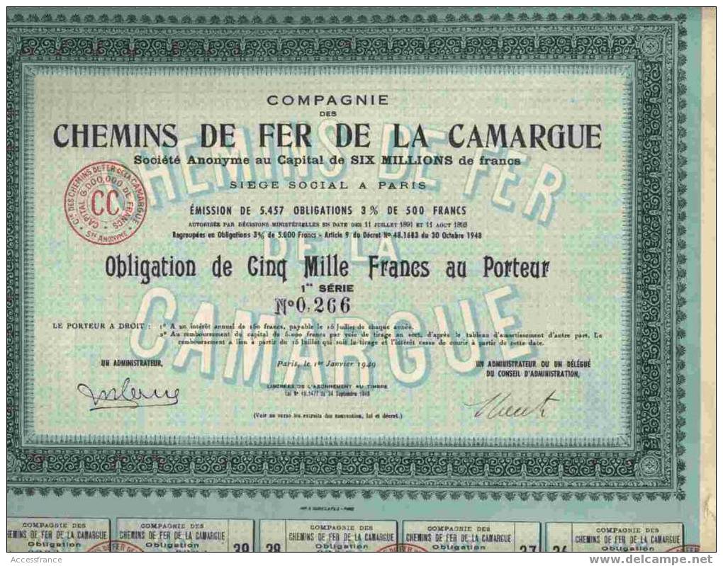 LOT DE 3 DIFFERENTES :   CIE DES  CHEMINS DE FER DE LA CAMARGUE - Bahnwesen & Tramways