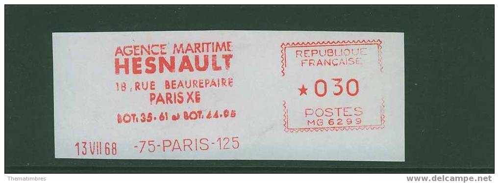 EM0028 Agence Maritime Hesnault Rue Beaurepaire EMA 1968 Paris 125 - Autres (Mer)