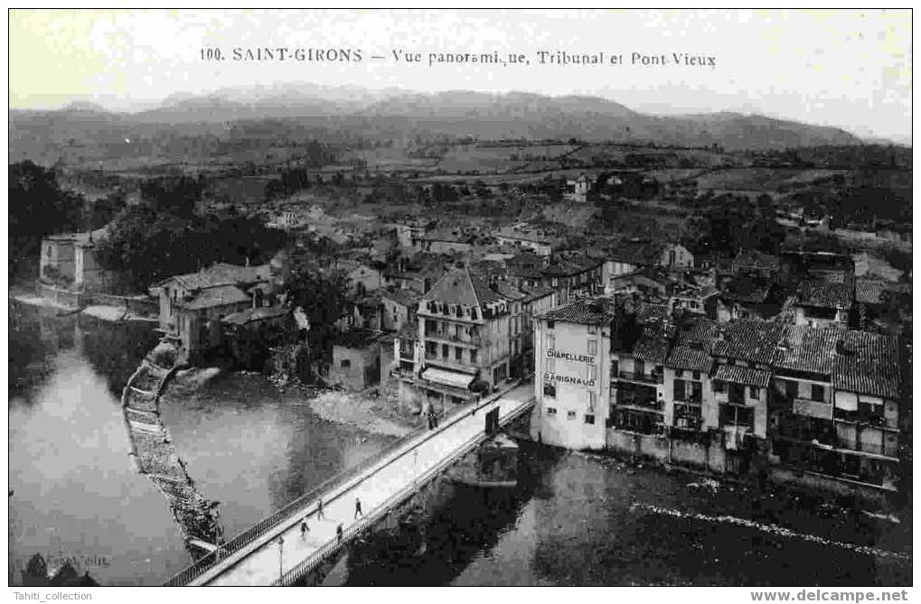 SAINT-GIRONS - Vue Panoramique,Tribunal Et Pont Vieux - Saint Girons