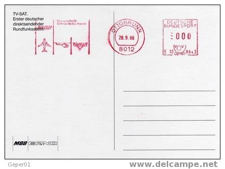 Carte Postale Illustrée MBB -ARIANE TV SAT - Ema Illustrée MBB En Date Du 28/9/86 - Europa