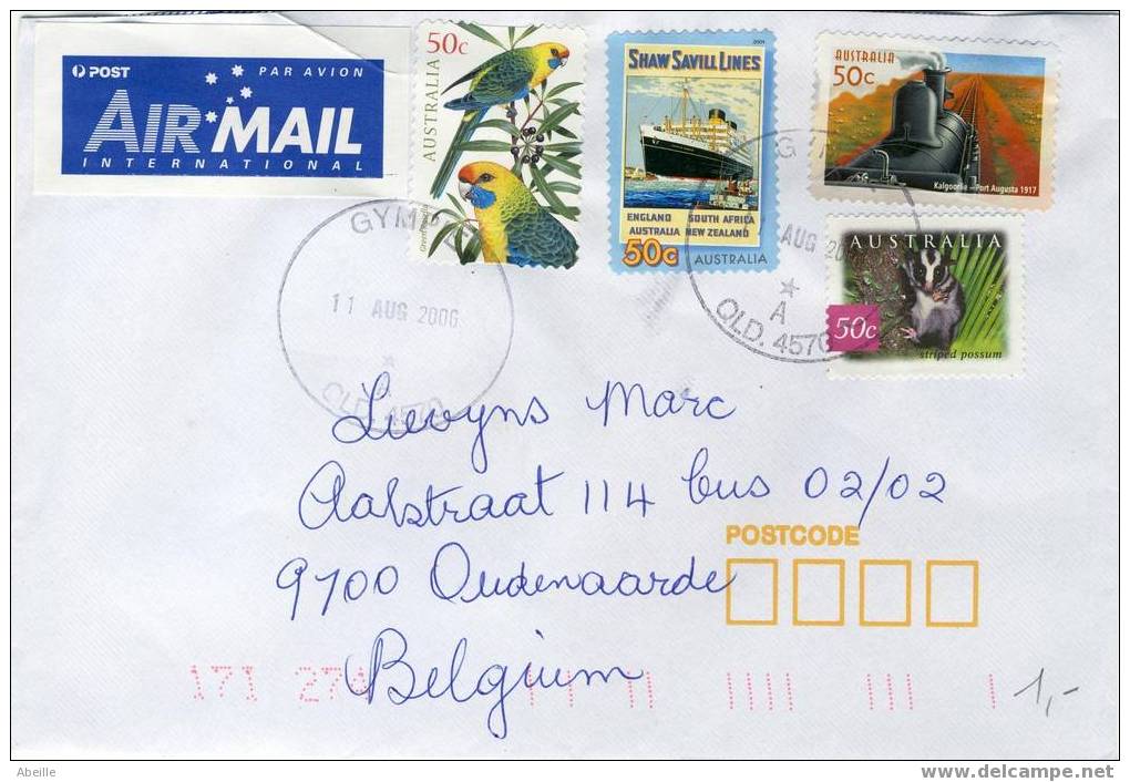 5213 LETTRE  AUSTRALIE - Papegaaien, Parkieten