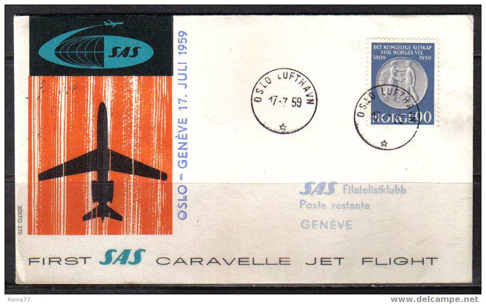 BOL1331 - VOLO SAS , CARAVELLE JET  17/7/959 - Covers & Documents