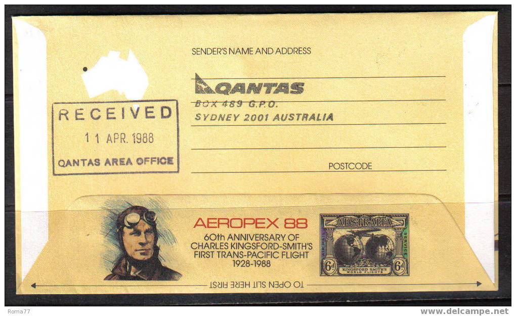 BOL1373 - QANTAS DISPACCIO SPECIALE ADELAIDE ROMA . 9/4/1988 .. AEROPEX 88 - Storia Postale