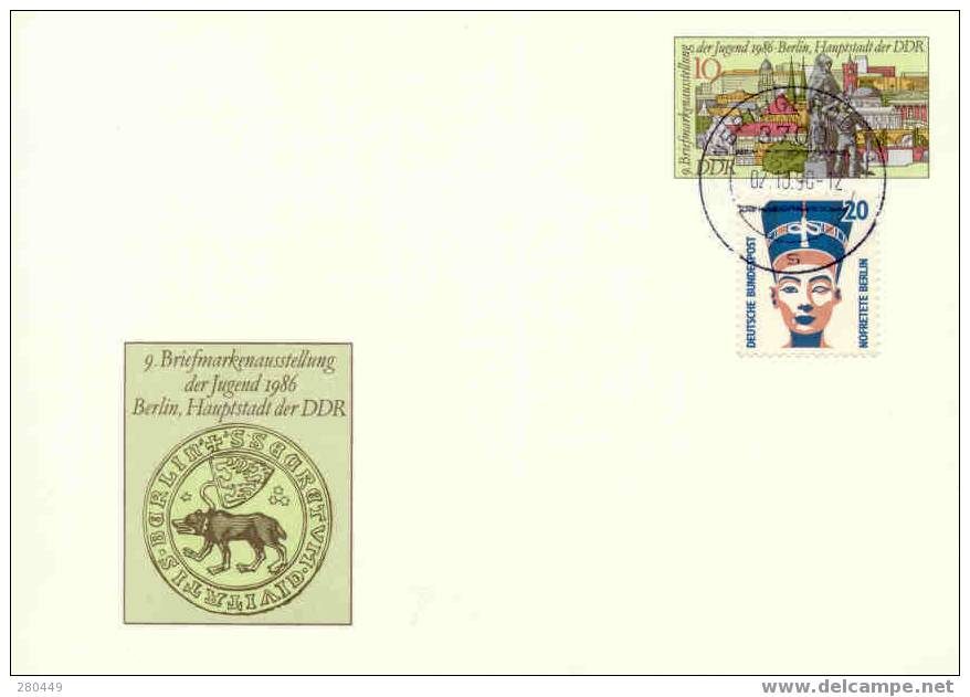 Postal Stationary P94 DDR Berlin 1986 Yought Uprated - Filatelistische Tentoonstellingen