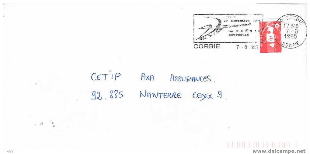 TIR A L ARC OBLITERATION TEMPORAIRE FRANCE 1995 CORBIE CHAMPIONNATS DE FRANCE - Bogenschiessen