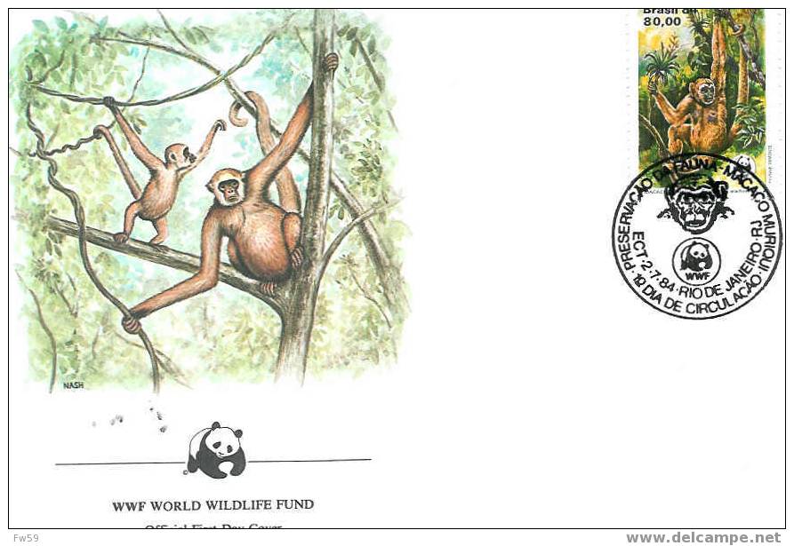 SINGES FDC 1984 BRESIL MODELE 2 - Monkeys