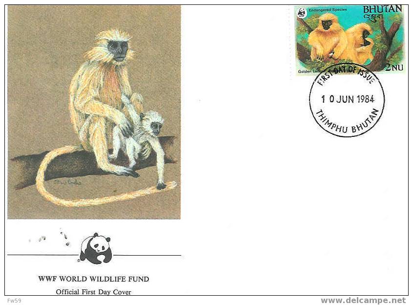 SINGES FDC BHOUTAN 1984 SINGES MODELE 4 - Apen