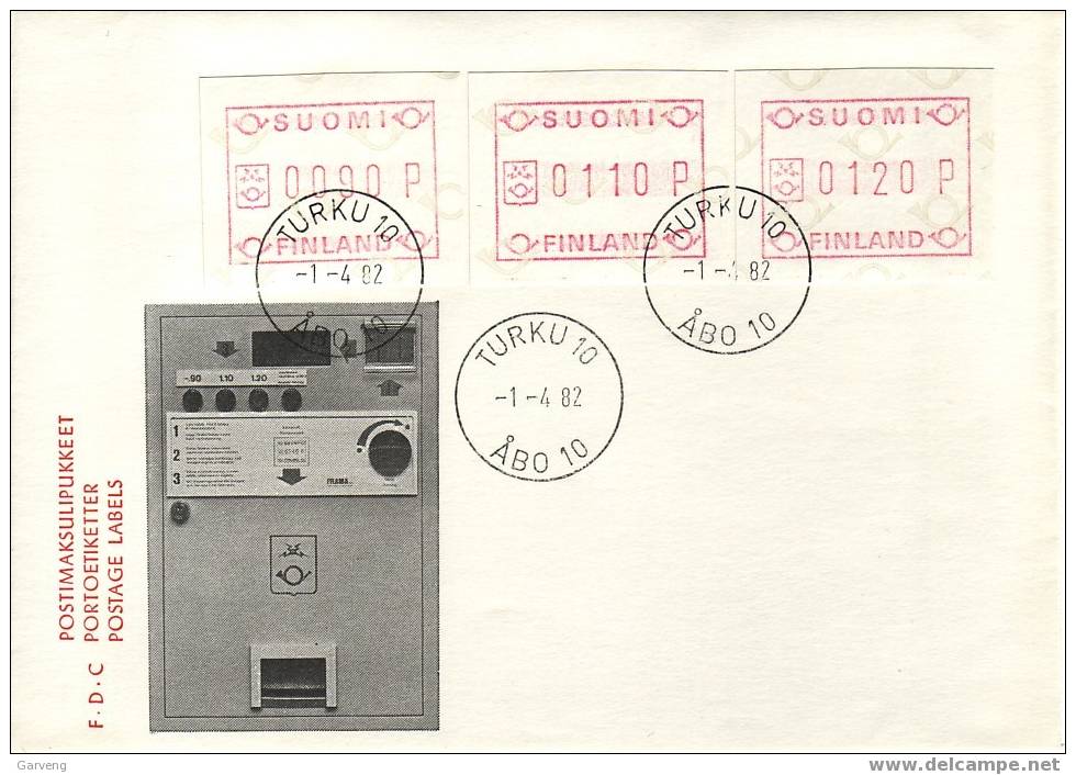 Finland 1982: FRAMA Labels FDC / ATM Ersttagsbrief / PPJ Vignettes FRAMA - Machine Labels [ATM]