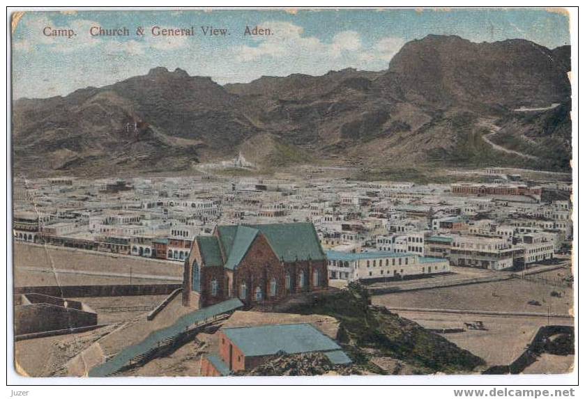 Yemen, Aden: Church And General View. Vintage Postcard - Yémen