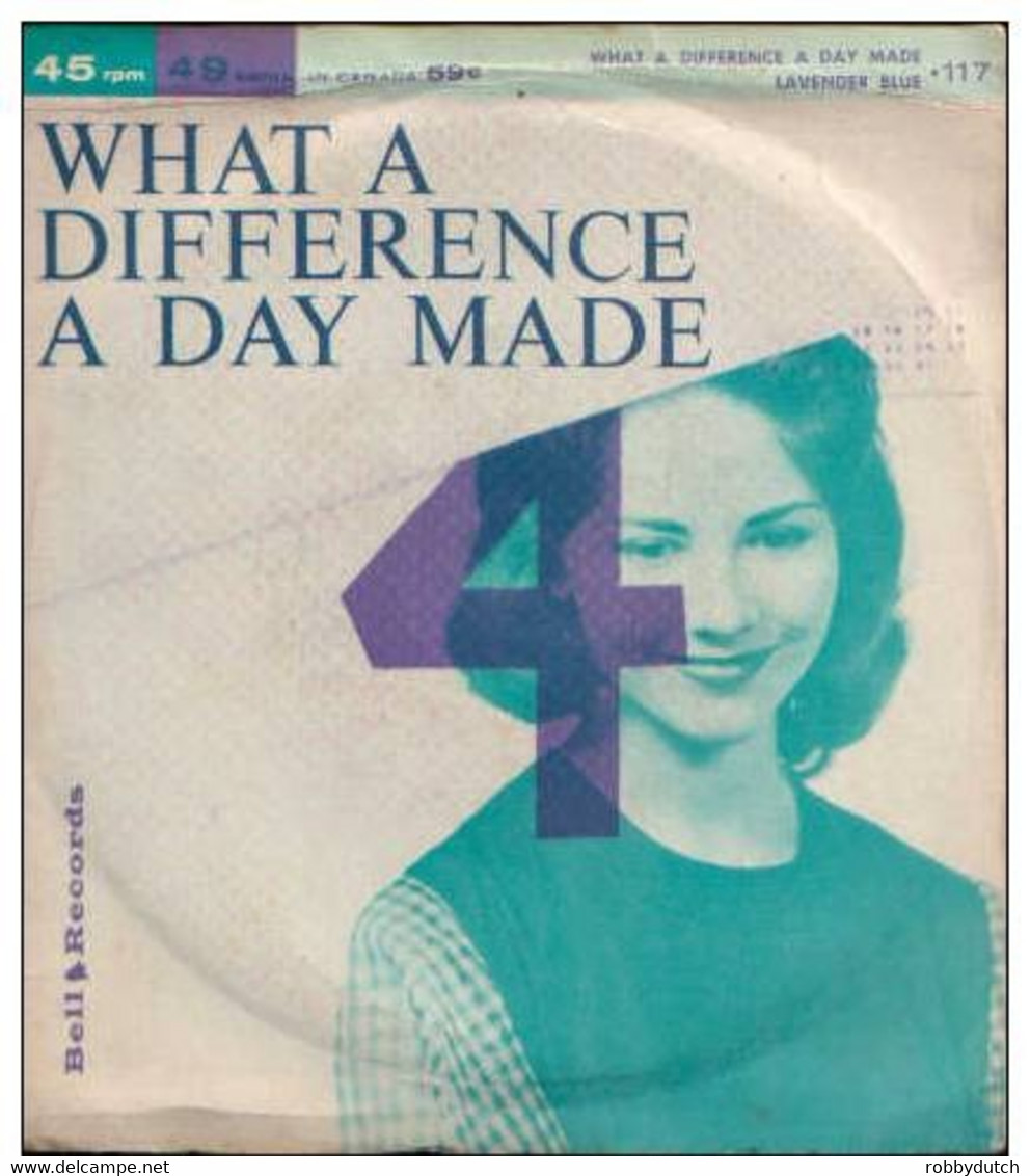 * 7" 2-track Split* : WHAT A DIFFERENCE A DAY MADE / LAVENDER BLUE  (rare!!!! On Bell Records) USA 1959 EX- - Disco, Pop