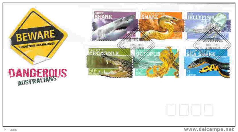 Australia-2006 Dangerous Australia-Shark,Snake,Crocodile-Octopus-Jellyfish-Sea Snake Set FDC - Autres & Non Classés