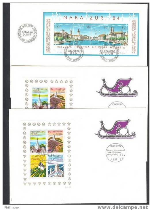 GOOD GROUP OF MODERN SWISS SOUVENIR SHEETS On FDCs / SPECIAL ENVELOPES - Sammlungen