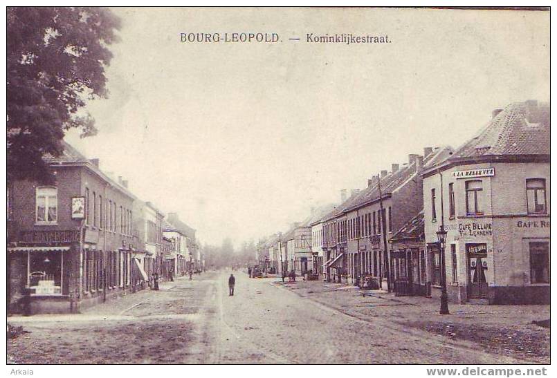 BOURG LEOPOLD = Koninklijkestraat + Café Billard (A. Gotthold) 1915 + Cachet Verso - Leopoldsburg