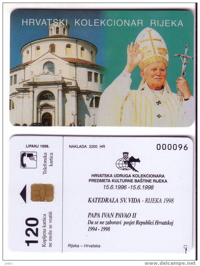 POPE JOHN PAUL II (Croatia Rare Card Only 2.200 Ex.) * CROATIAN * Pape Papst Papa Karol Wojtyla Jean Juan Pablo Religion - Croatia