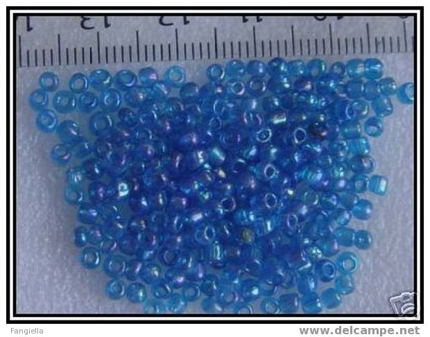 10g De Perles De Rocailles Indiennes Bleu Irisé - Perle