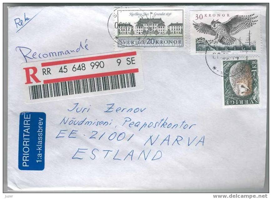 Registered Cover From Sweden To Estonia (3) - Maximumkaarten (CM)