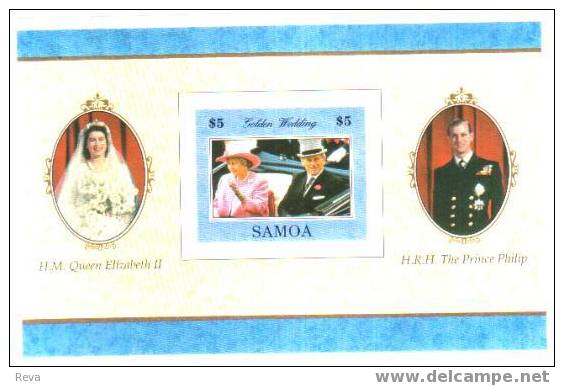 SAMOA QEII GOLDEN WEDDING ANNIVERSARY M/S $5 1997 MINT SG942 READ DESCRIPTION !! - Samoa