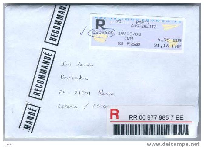 Registered Cover From France To Estonia (4) - Lettres & Documents