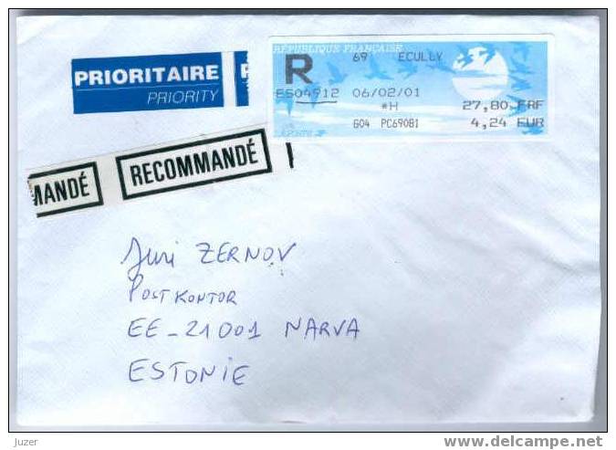 Registered Cover From France To Estonia (2) - Cartas & Documentos