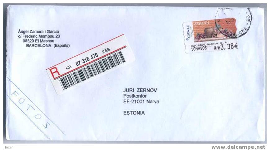 Registered Cover From Spain To Estonia (2) - Covers & Documents