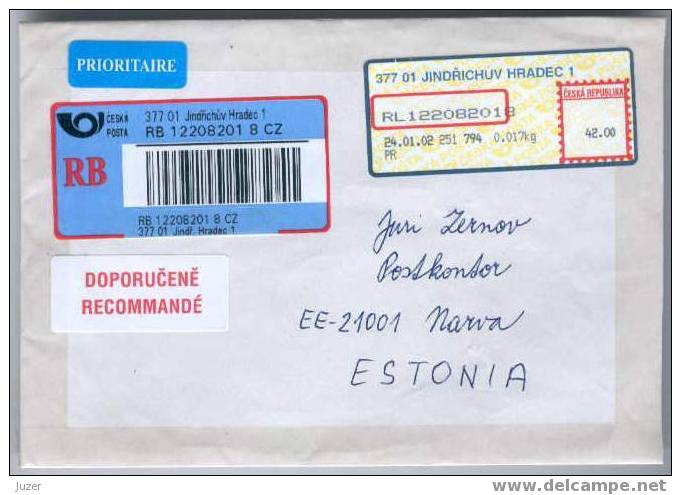 Registered Cover From Czechia To Estonia (2) - Other & Unclassified