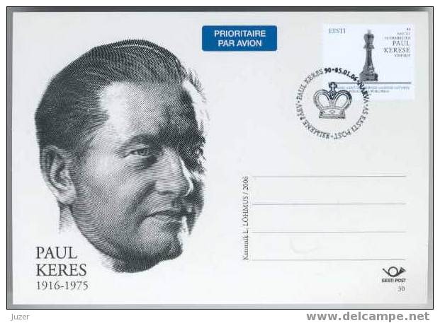 Estonia: Chess Grandmaster PAUL KERES (2005). FDC Card - Chess