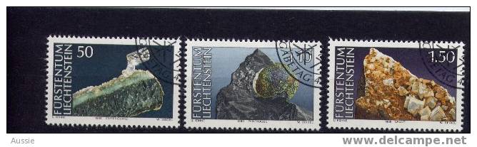 Liechtenstein 1989 Yvertn° 922-24 (°) Used  Minéreaux Mineralen Cote 6 Euro - Used Stamps