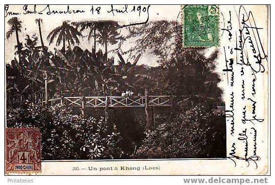 Laos   Pont à  Khong 1905 - Laos