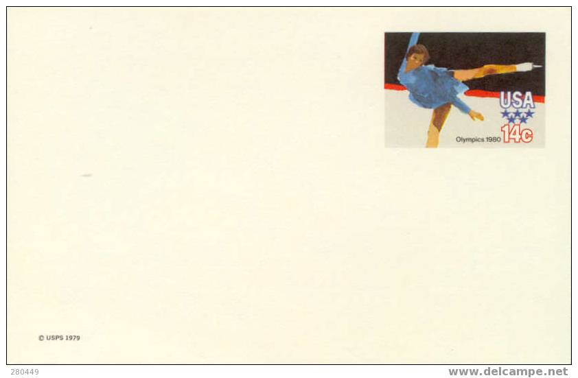 US Air Mail Post Card Ice Dancing) - Winter 1980: Lake Placid