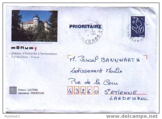 PAP TSC MONUM OBLITERE (Marianne De Lamouche Bleu) - CHATEAU D'AULTERIBE A SERMENTIZON - PAP: TSC Und Halboffizielle Aufdrucke