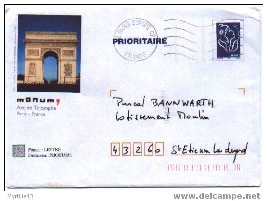PAP TSC MONUM OBLITERE (Marianne De Lamouche Bleu) - ARC DE TRIOMPHE - Prêts-à-poster:Stamped On Demand & Semi-official Overprinting (1995-...)