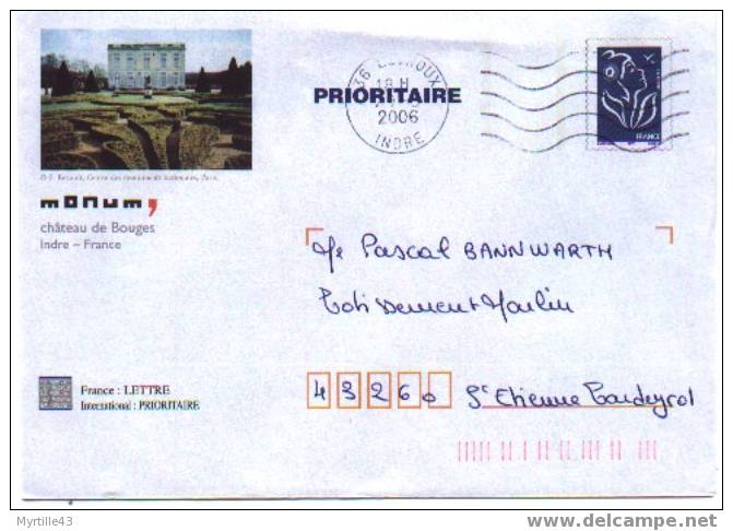 PAP TSC MONUM OBLITERE (Marianne De Lamouche Bleu) - CHATEAU DE BOUGES - Prêts-à-poster:Stamped On Demand & Semi-official Overprinting (1995-...)